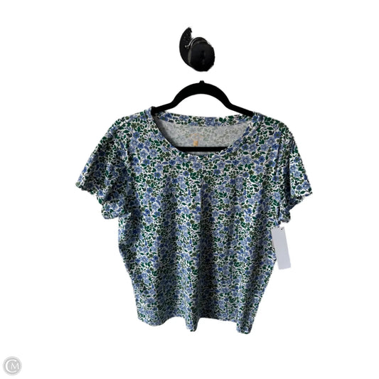 Top Short Sleeve Basic By Clothes Mentor In Blue & Green, Size: L