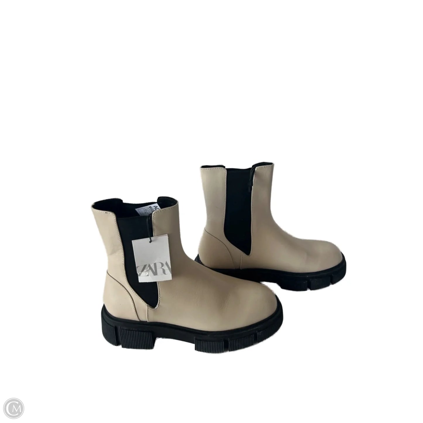 Boots Ankle Flats By Zara In Black & Tan, Size: 8