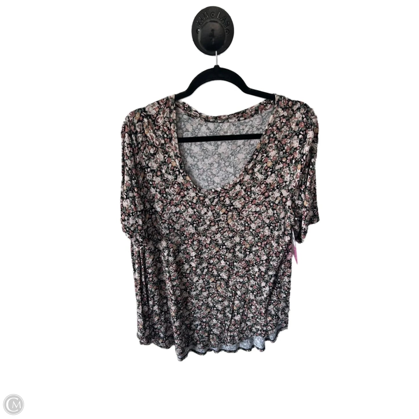 Top Short Sleeve Basic By Maurices In Black & Pink, Size: Xl