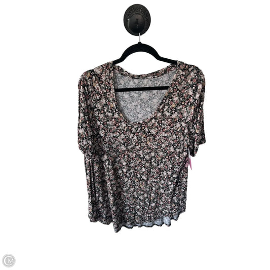 Top Short Sleeve Basic By Maurices In Black & Pink, Size: Xl
