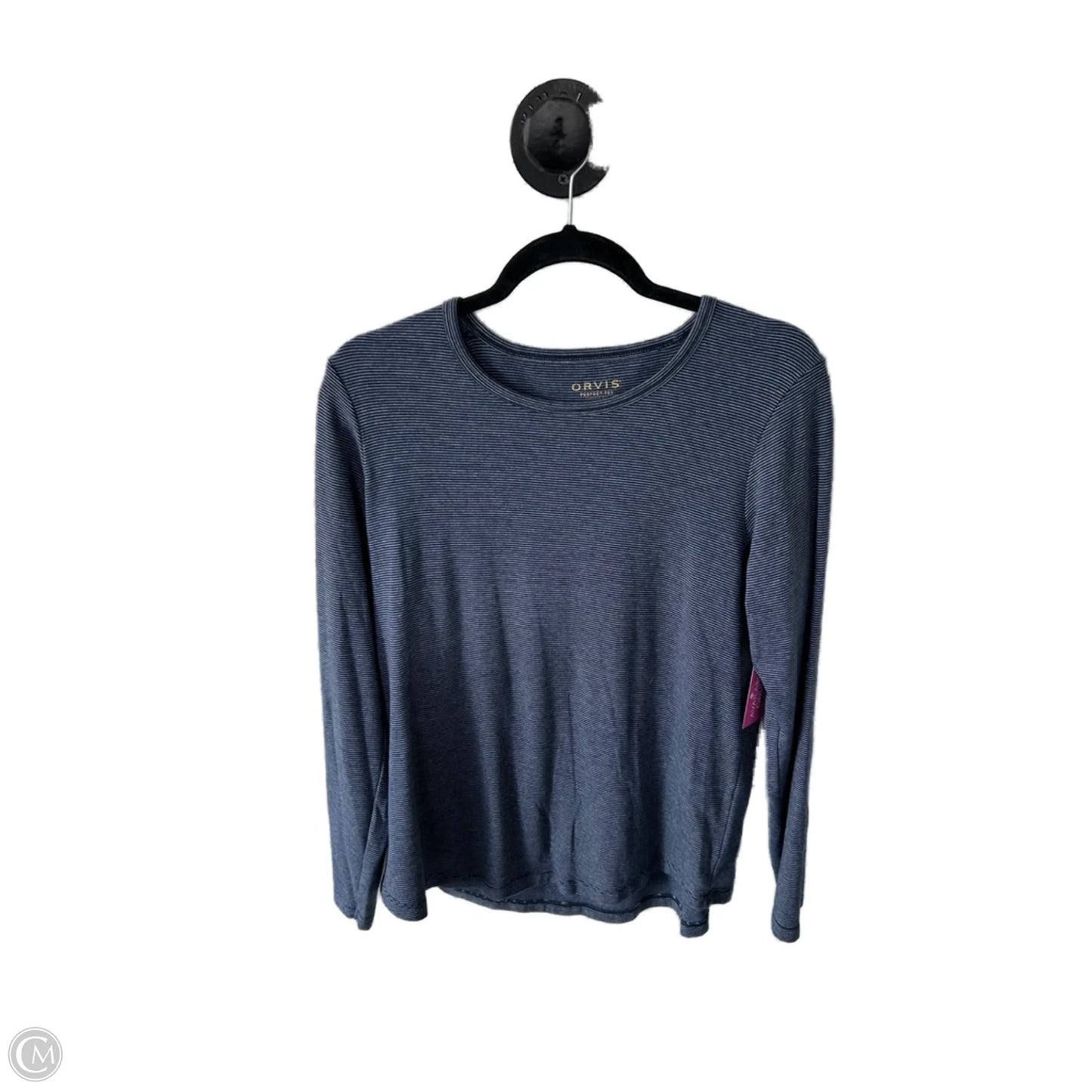 Top Long Sleeve Basic By Orvis In Blue & White, Size: L