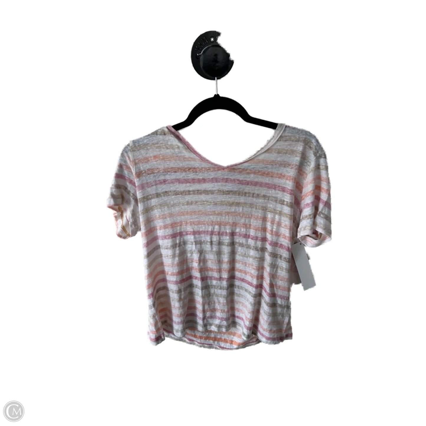 Top Short Sleeve Basic By Charlie B In Orange & Tan, Size: L