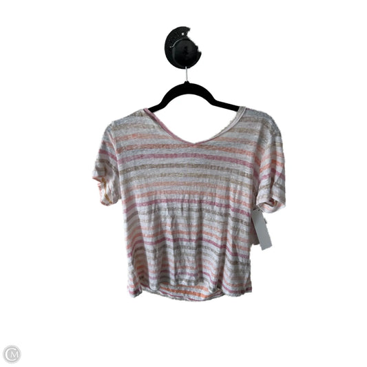 Top Short Sleeve Basic By Charlie B In Orange & Tan, Size: L