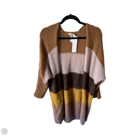 Sweater Cardigan By Clothes Mentor In Brown & Yellow, Size: M