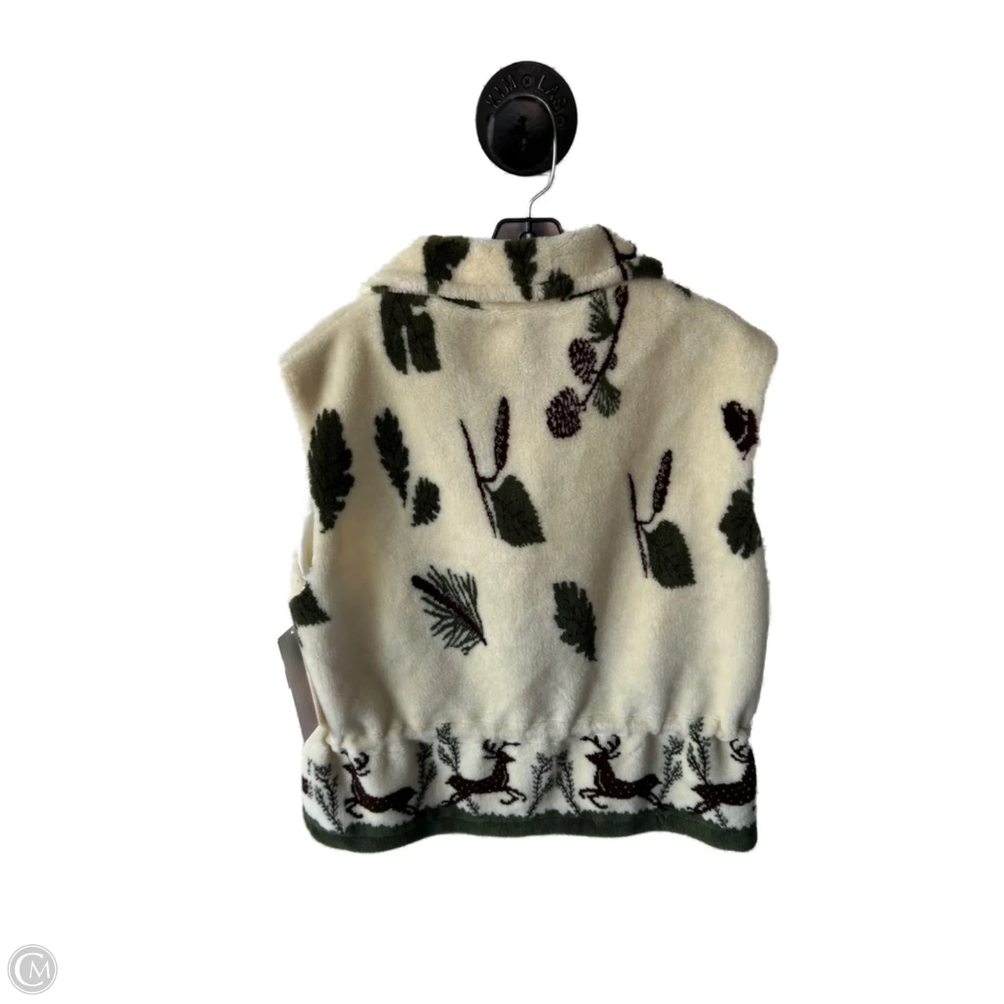 Vest Fleece By Clothes Mentor In Green & Tan, Size: L