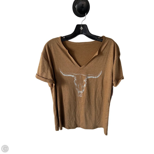 Top Short Sleeve Basic By Cme In Brown, Size: L