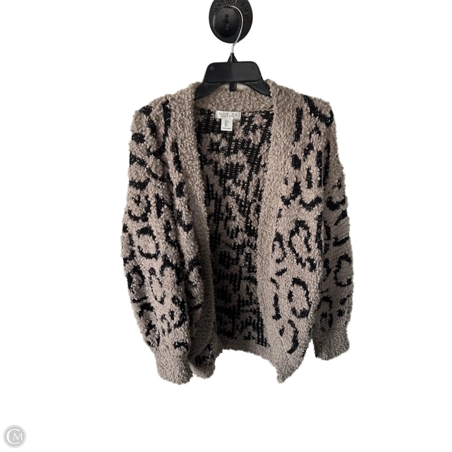 Sweater Cardigan By Rachel Zoe In Black & Tan, Size: L