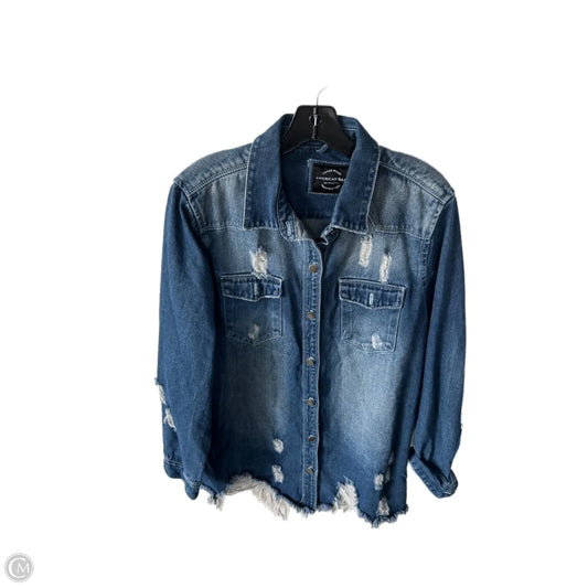 Jacket Denim By American Bazi In Blue Denim, Size: L
