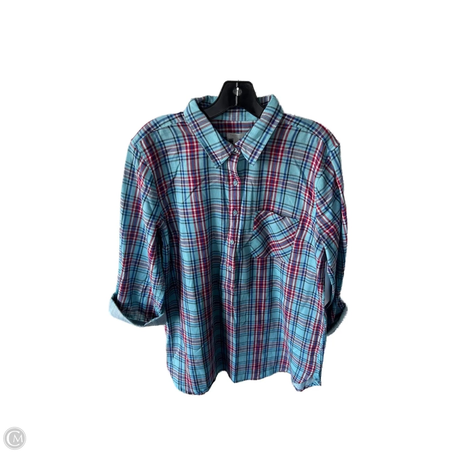 Top Long Sleeve By Talbots In Blue & Red, Size: L