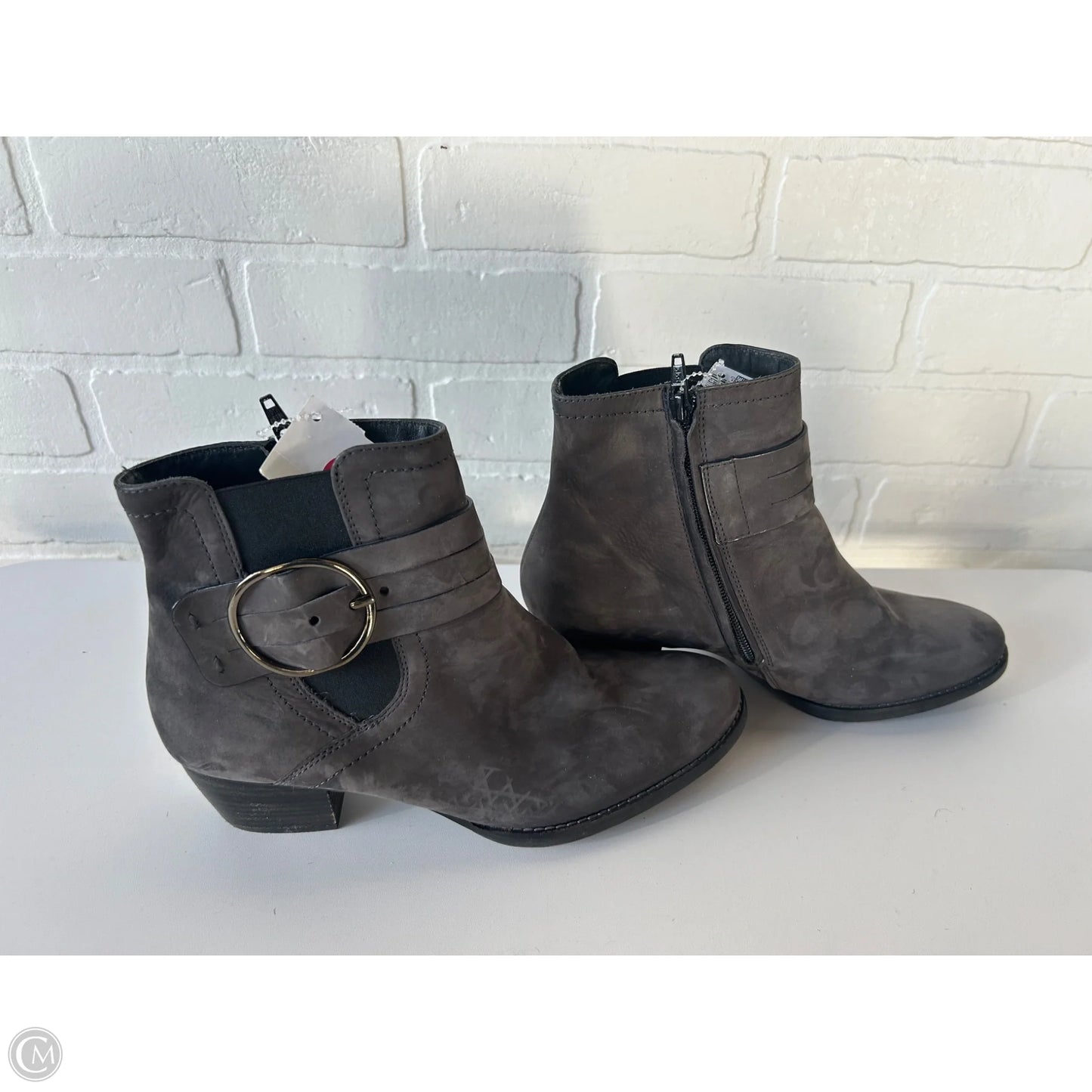 Boots Ankle Heels By Paul Green In Grey, Size: 7