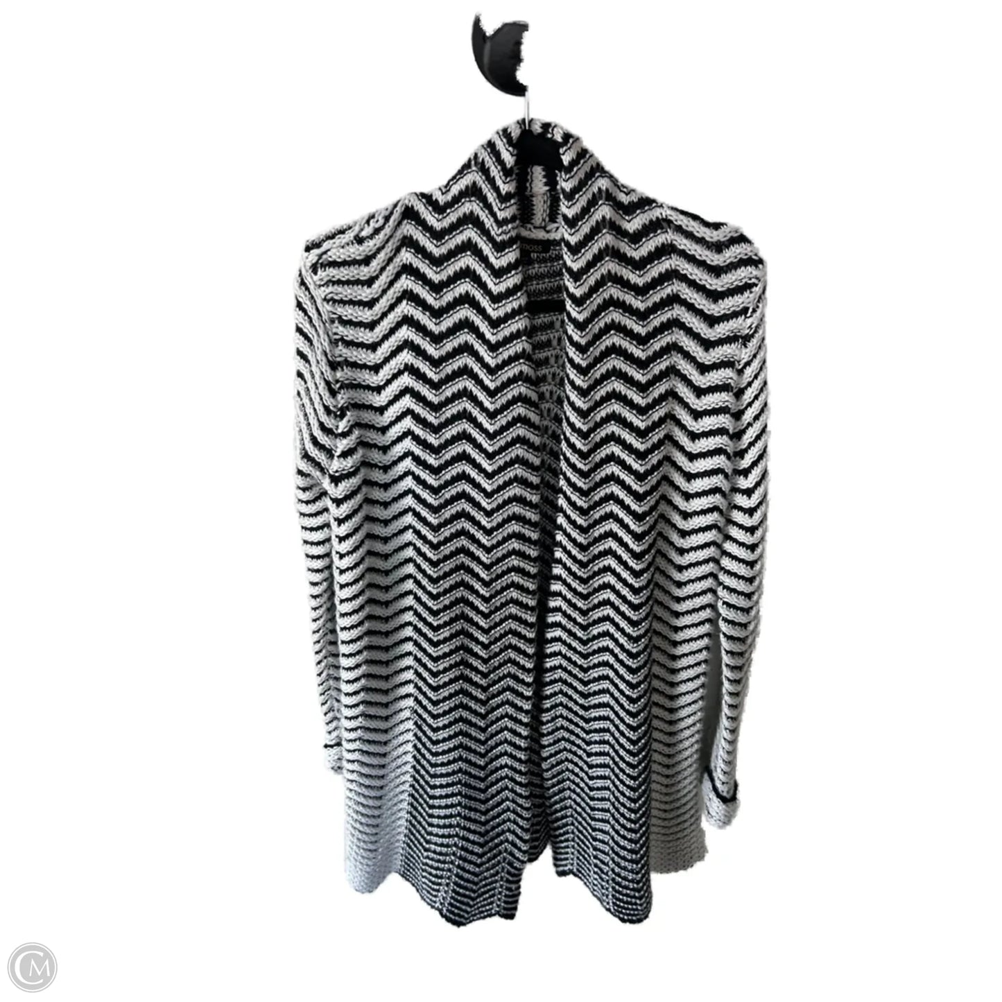 Sweater Cardigan By Ella Moss In Black & White, Size: S