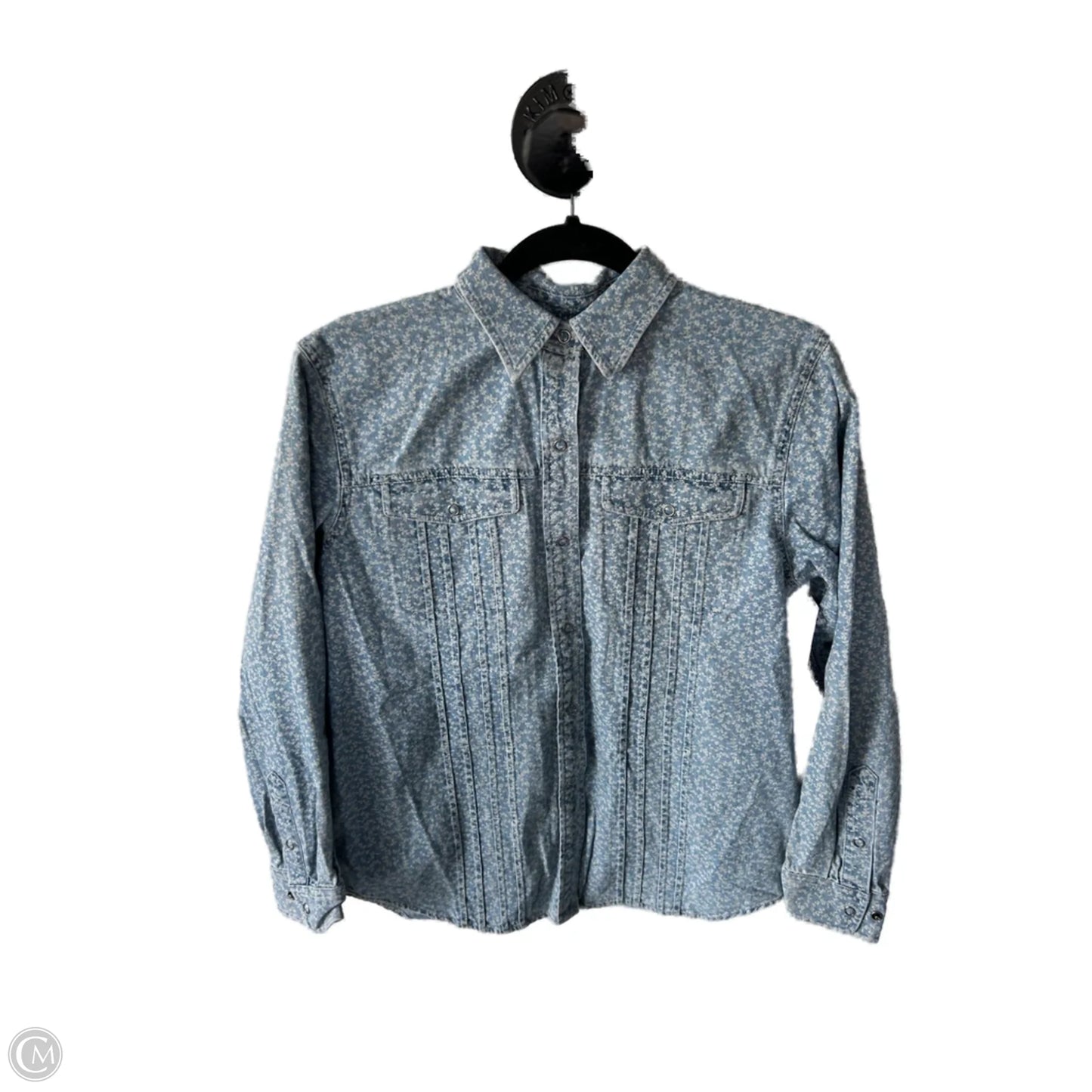 Top Long Sleeve By Lauren By Ralph Lauren In Blue & White, Size: M