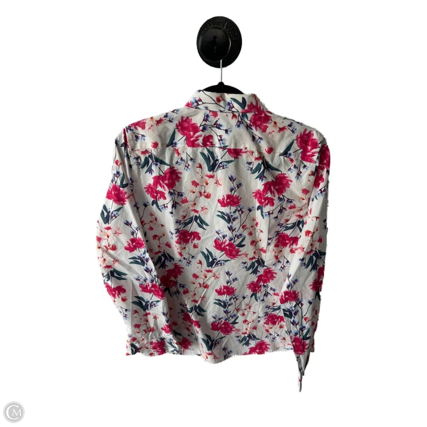 Top Long Sleeve By Lands End In Pink & White, Size: M