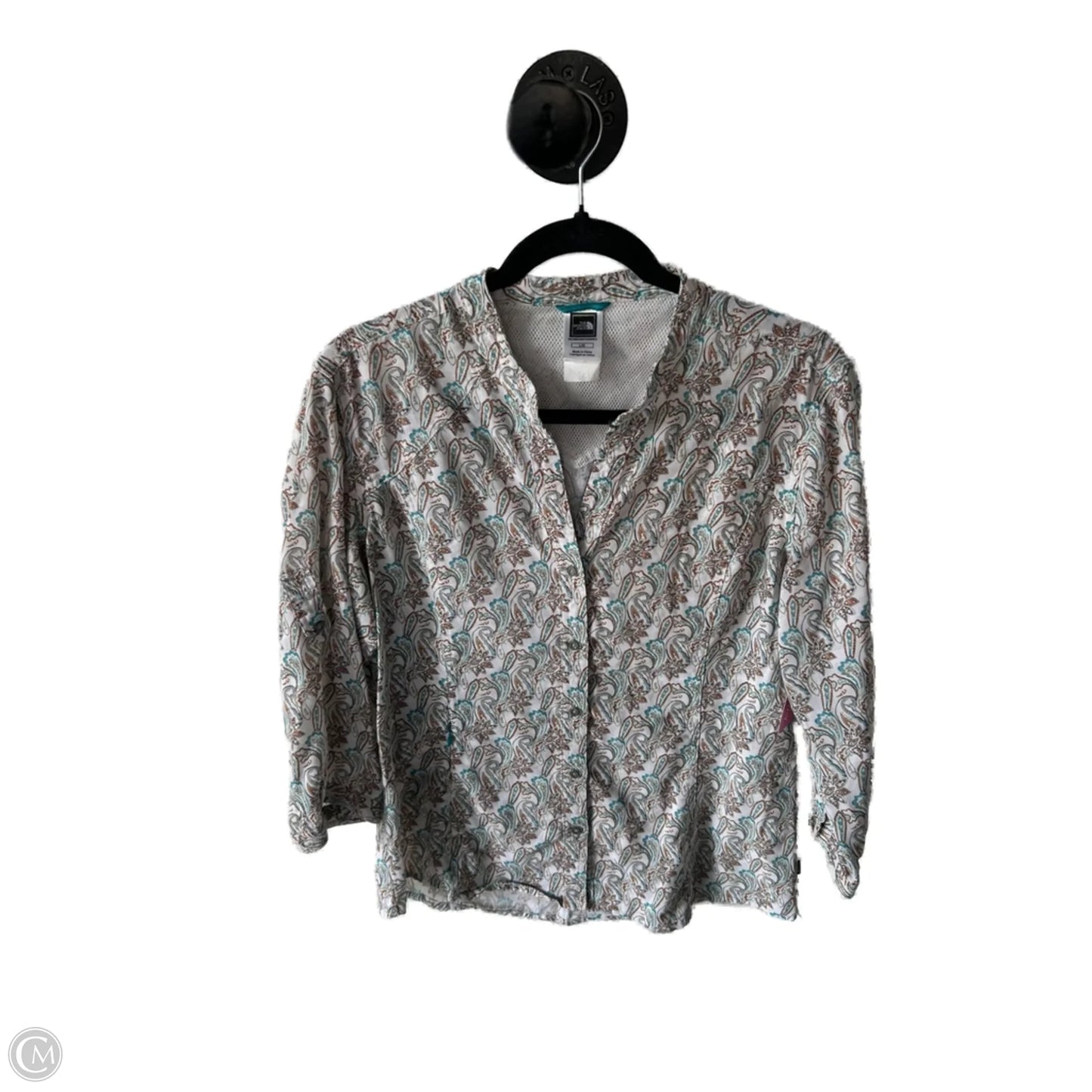 Top 3/4 Sleeve By The North Face In Blue & Brown, Size: L