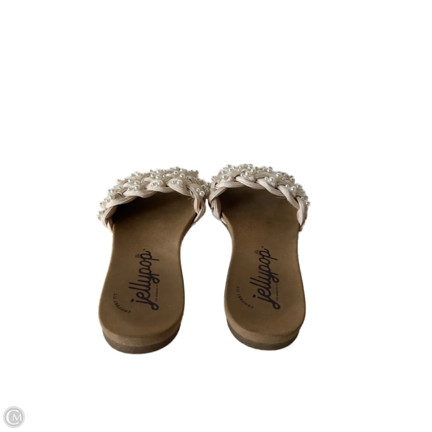 Sandals Flats By Jelly Pop In Tan & White, Size: 7