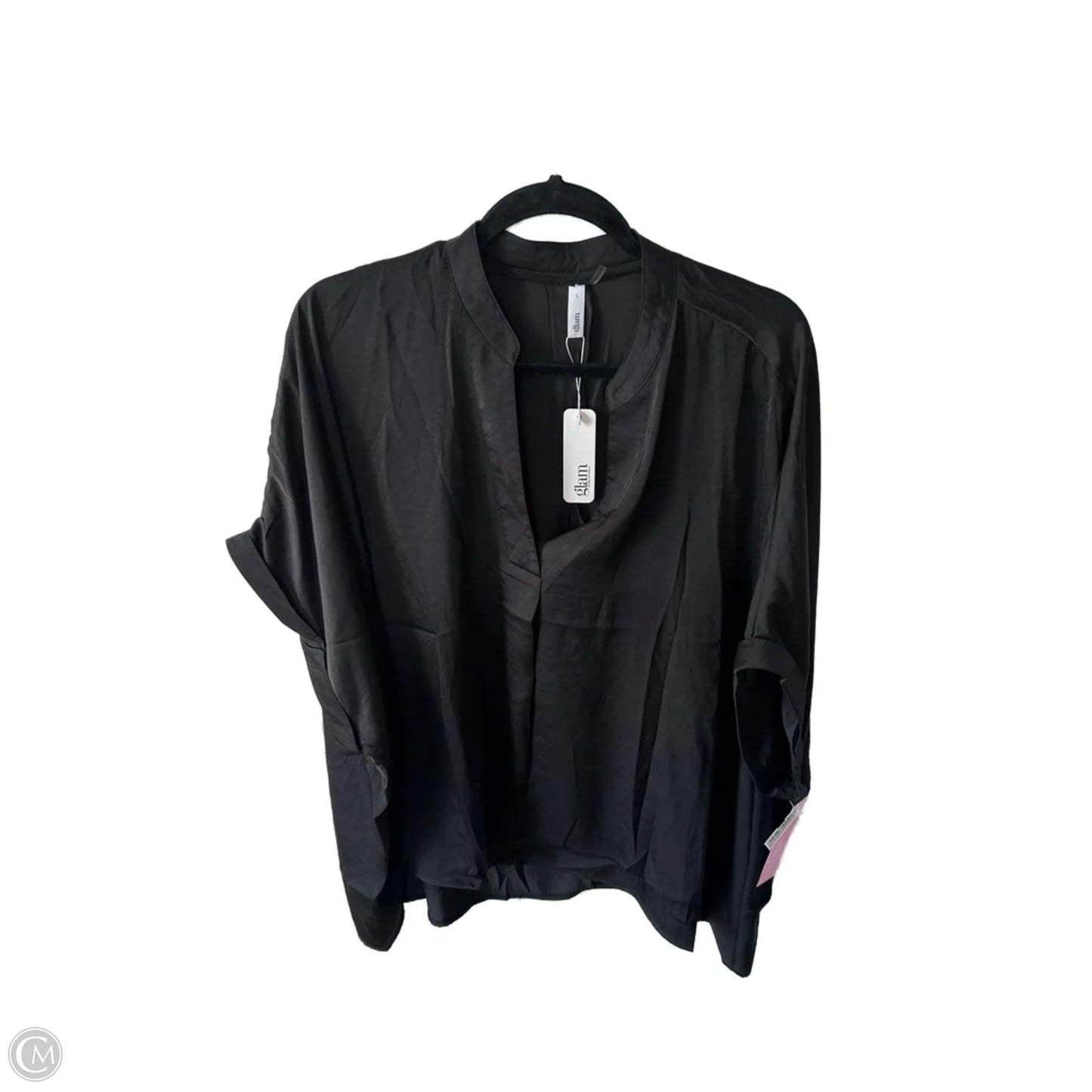 Top Short Sleeve By Glam In Black, Size: L