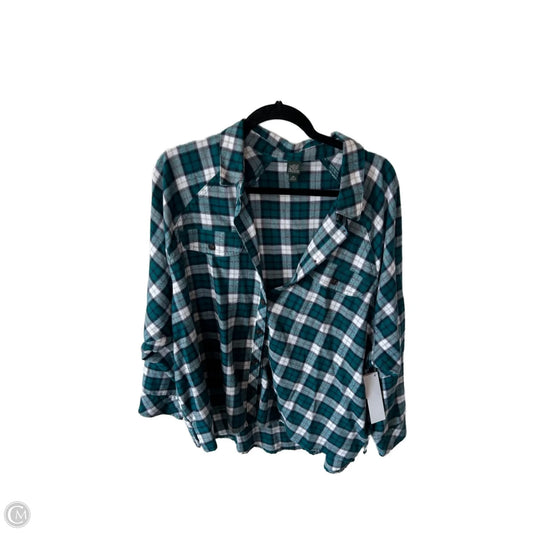 Top Long Sleeve By Wild Fable In Blue & White, Size: Xxl