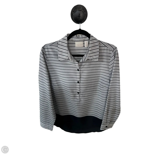 Top Long Sleeve By Chicos In Black & White, Size: M