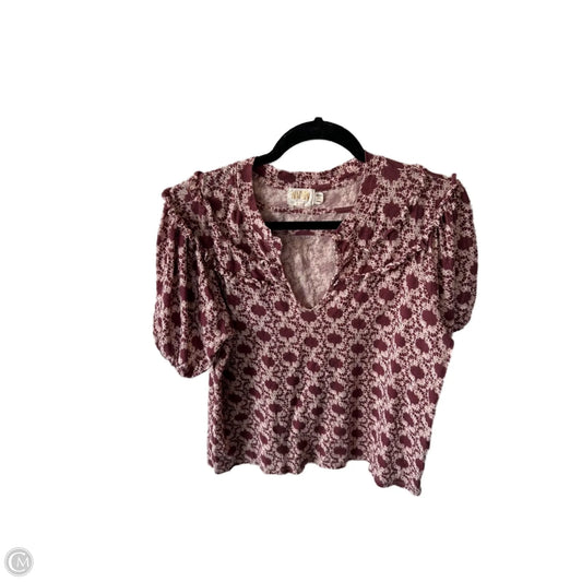 Top Short Sleeve By Nation Ltd In Pink & Tan, Size: L
