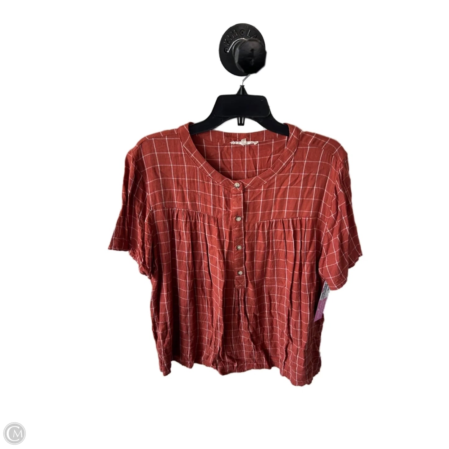 Top Short Sleeve By C And C In Orange & White, Size: Xl