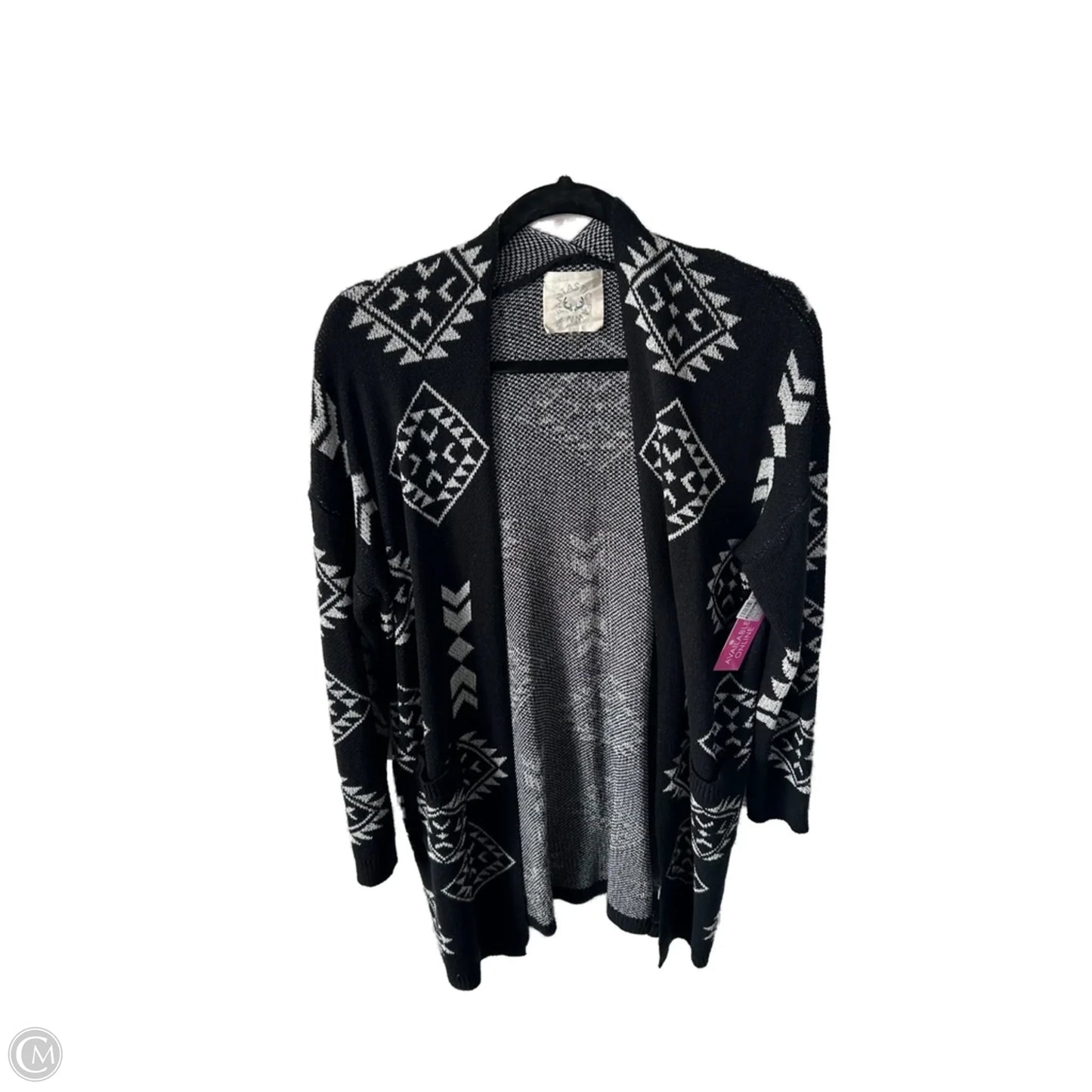 Sweater Cardigan By Fantastic Fawn In Black & White, Size: S