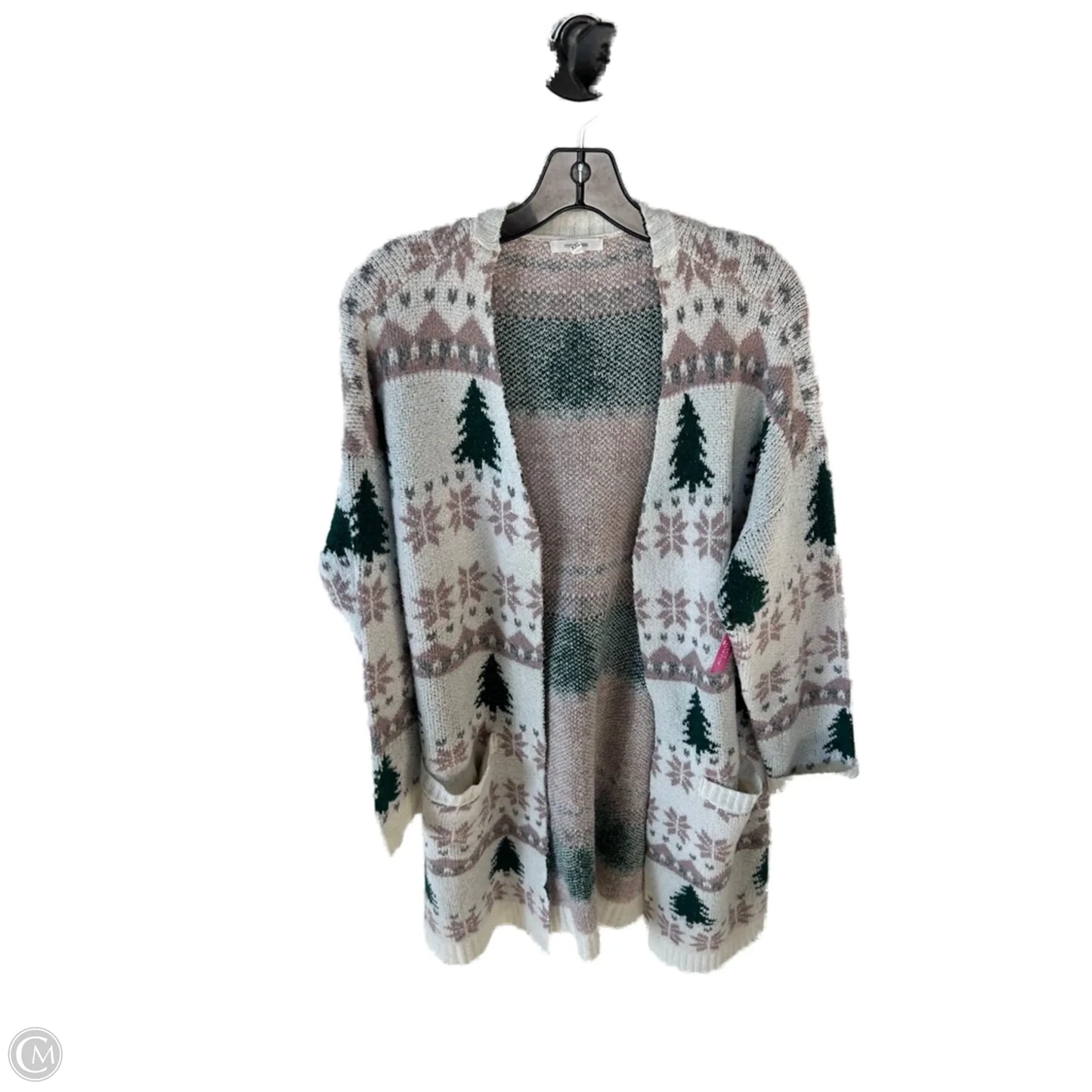 Sweater Cardigan By Maurices In Pink & White, Size: Xxl