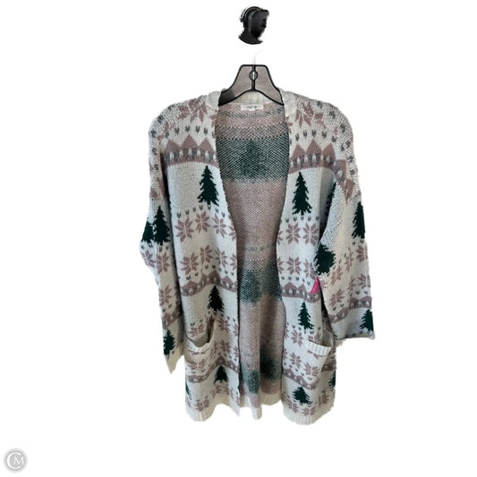 Sweater Cardigan By Maurices In Pink & White, Size: Xxl
