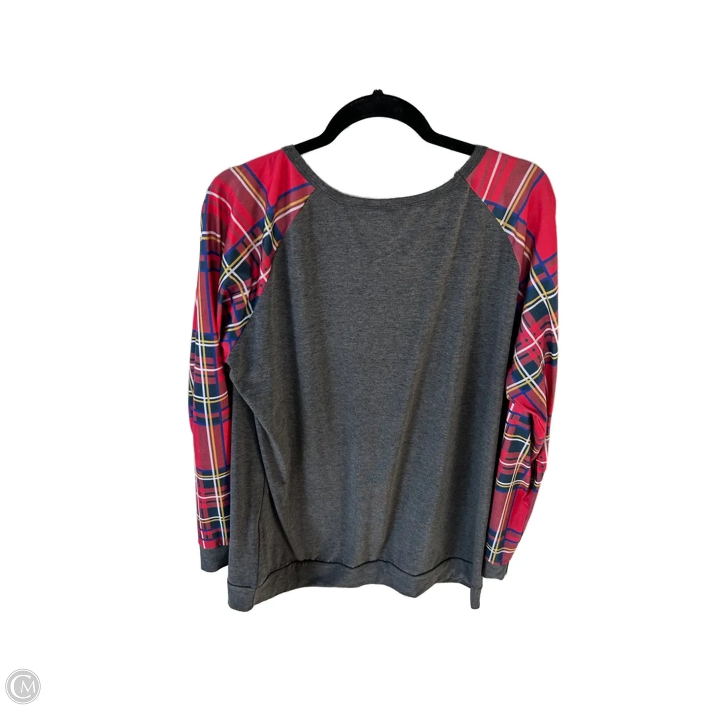 Top Long Sleeve By Cme In Grey & Red, Size: Xxl
