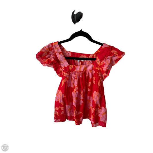Top Short Sleeve By Olivaceous In Pink & Red, Size: S