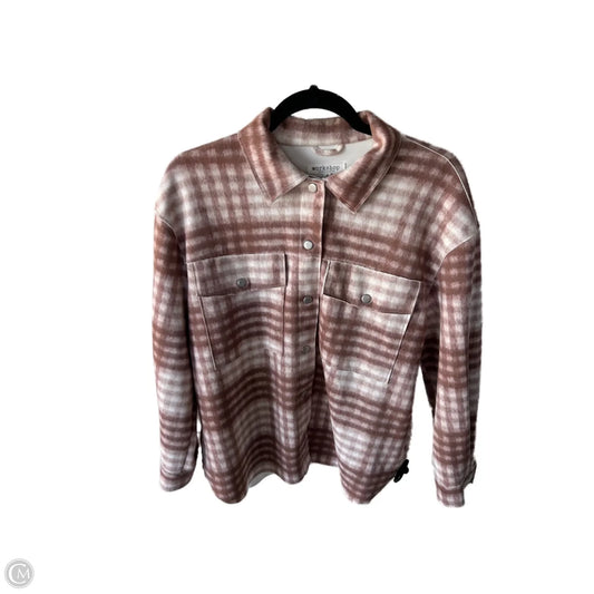 Jacket Shirt By Workshop In Tan & White, Size: S