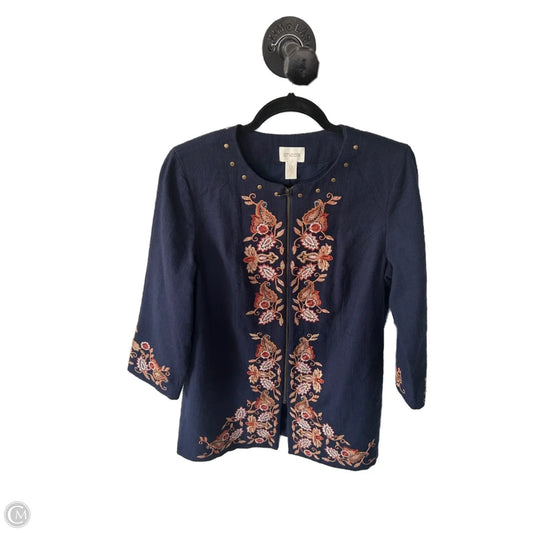 Blazer By Chicos In Blue & Orange, Size: S