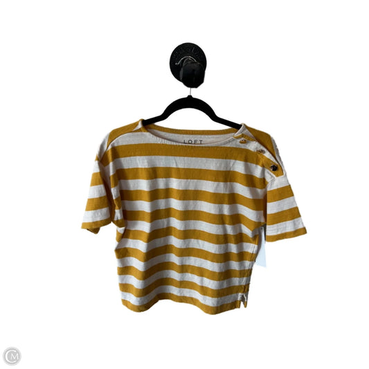 Top Short Sleeve By Loft In White & Yellow, Size: Sp