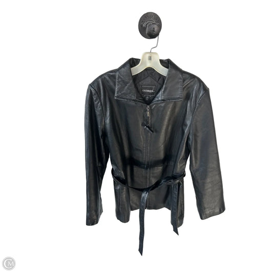 Jacket Leather By Clothes Mentor In Black, Size: L