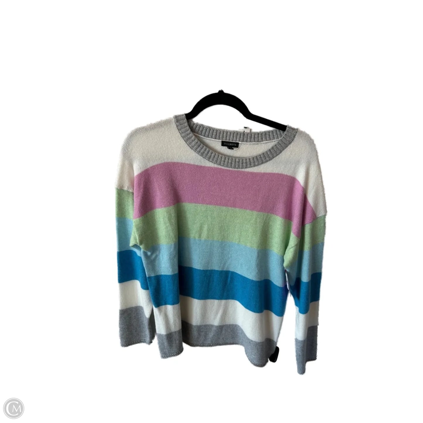 Sweater By Talbots In Grey & Pink, Size: L