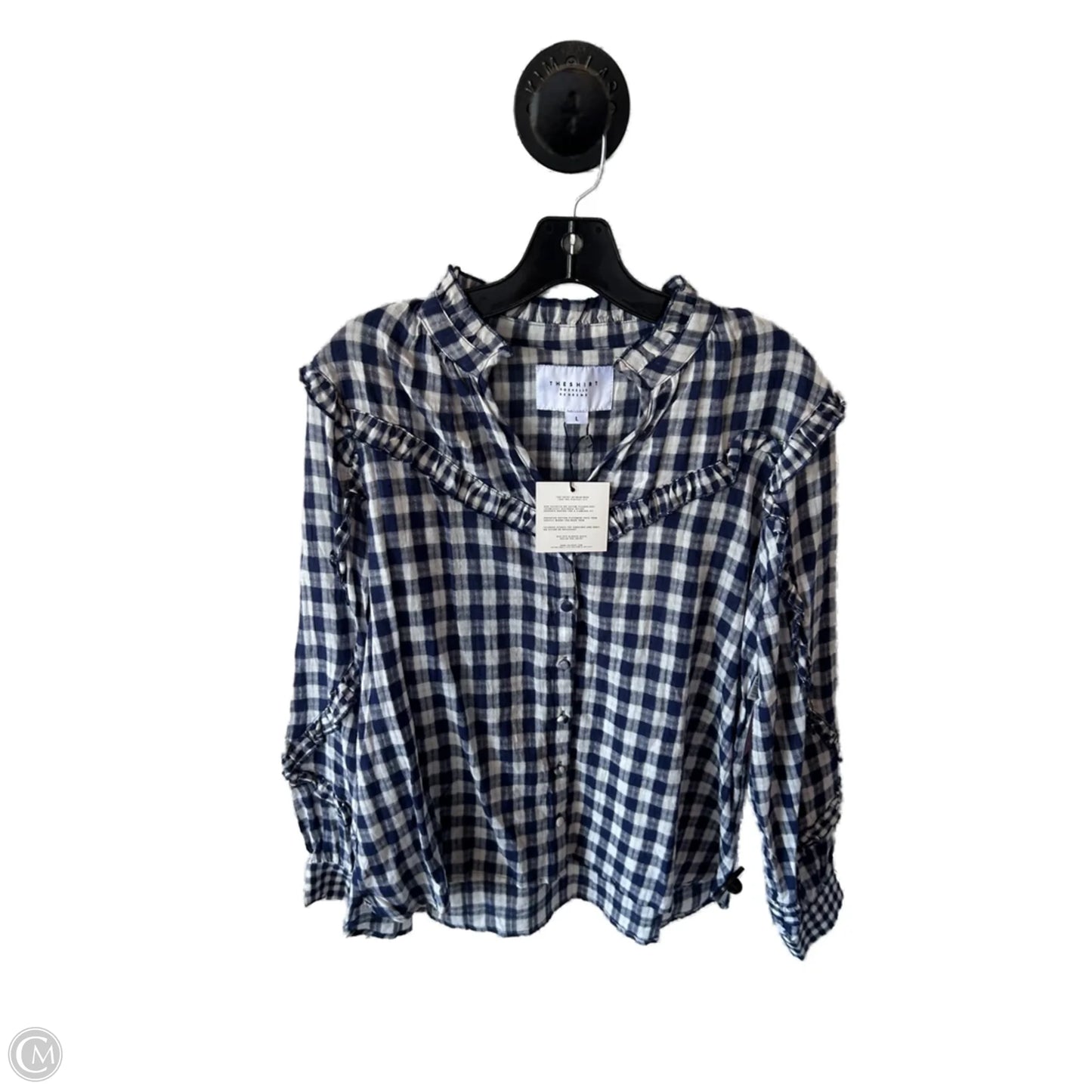 Top Long Sleeve By Tuckernuck In Blue & White, Size: L
