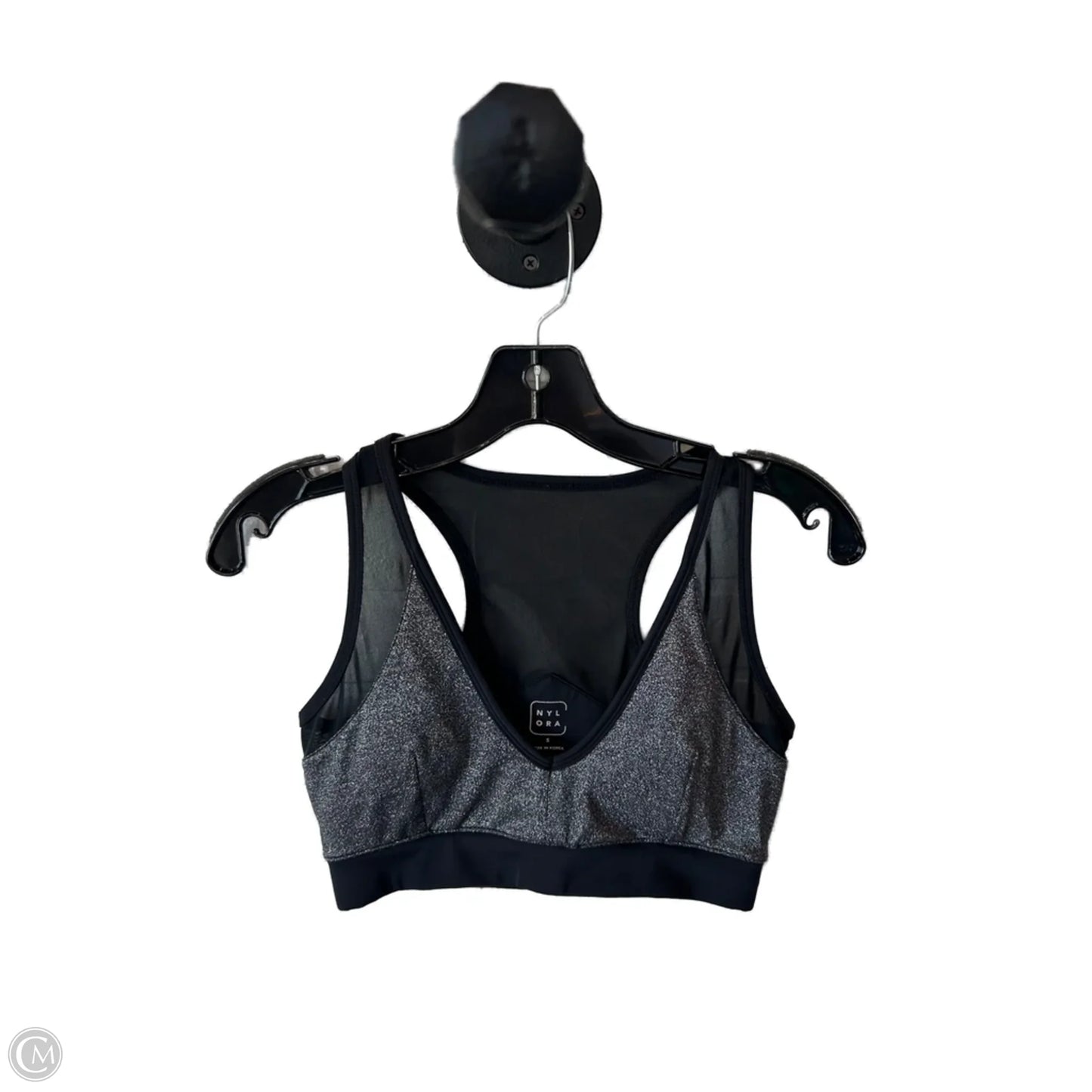 Athletic Bra By Clothes Mentor In Black & Silver, Size: S