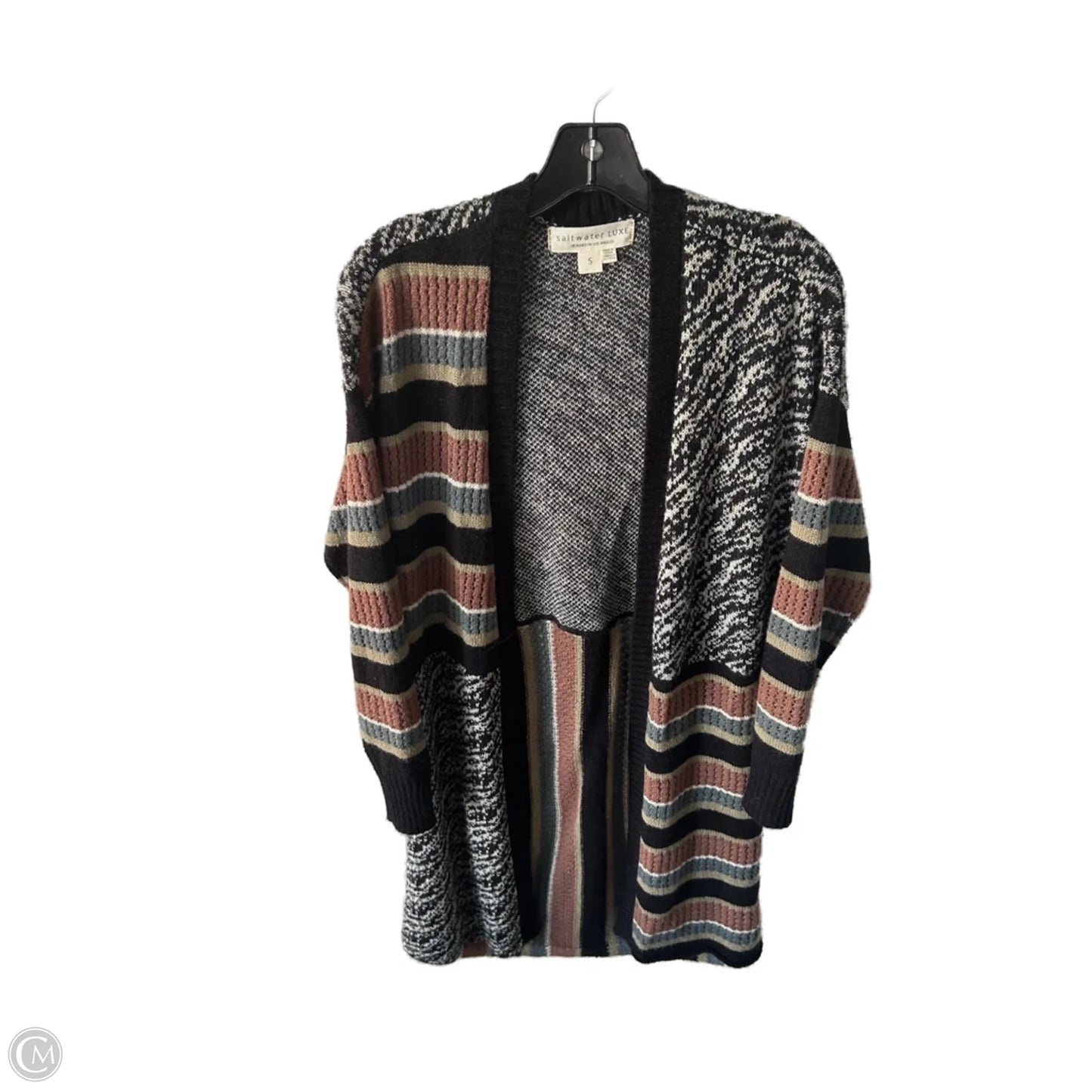 Sweater Cardigan By Saltwater Luxe In Black & Brown, Size: S