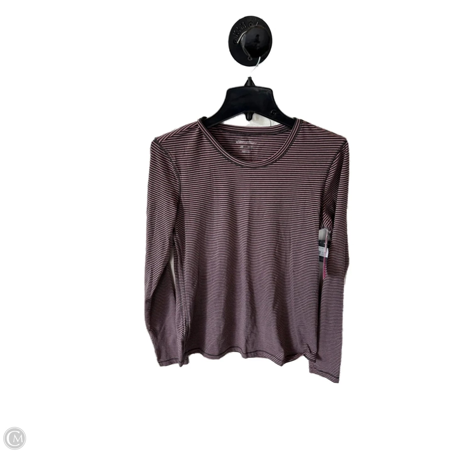 Top Long Sleeve Basic By Eddie Bauer In Grey & Pink, Size: M