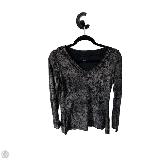 Top Long Sleeve By Calvin Klein In Black & Brown, Size: M