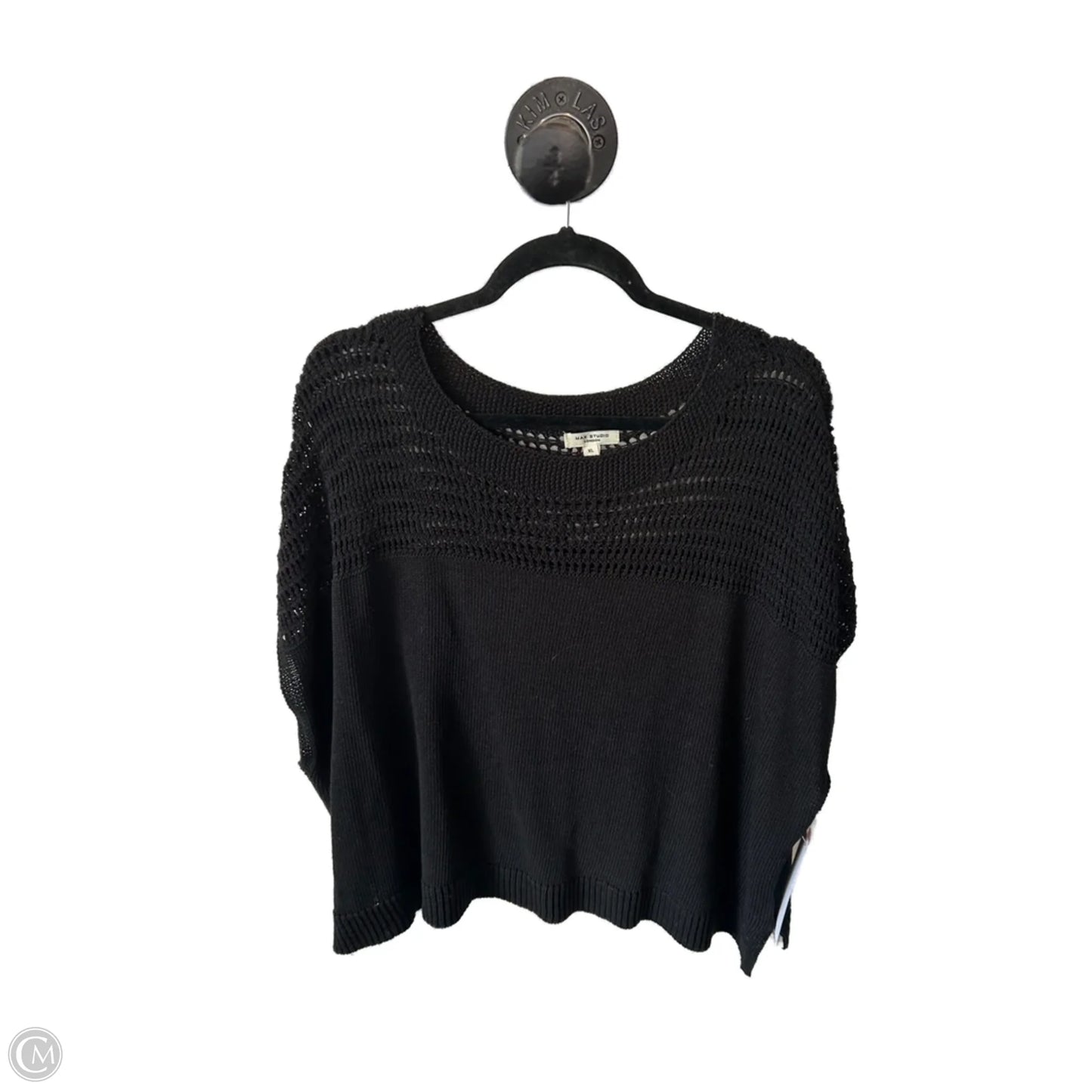 Sweater Short Sleeve By Max Studio In Black, Size: Xl