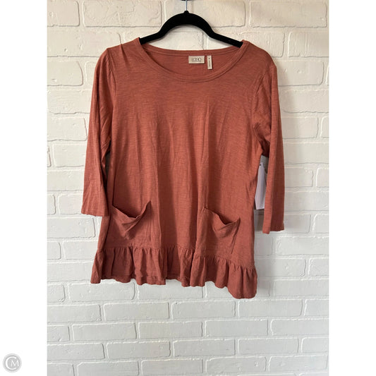 Top 3/4 Sleeve By Logo In Orange, Size: M