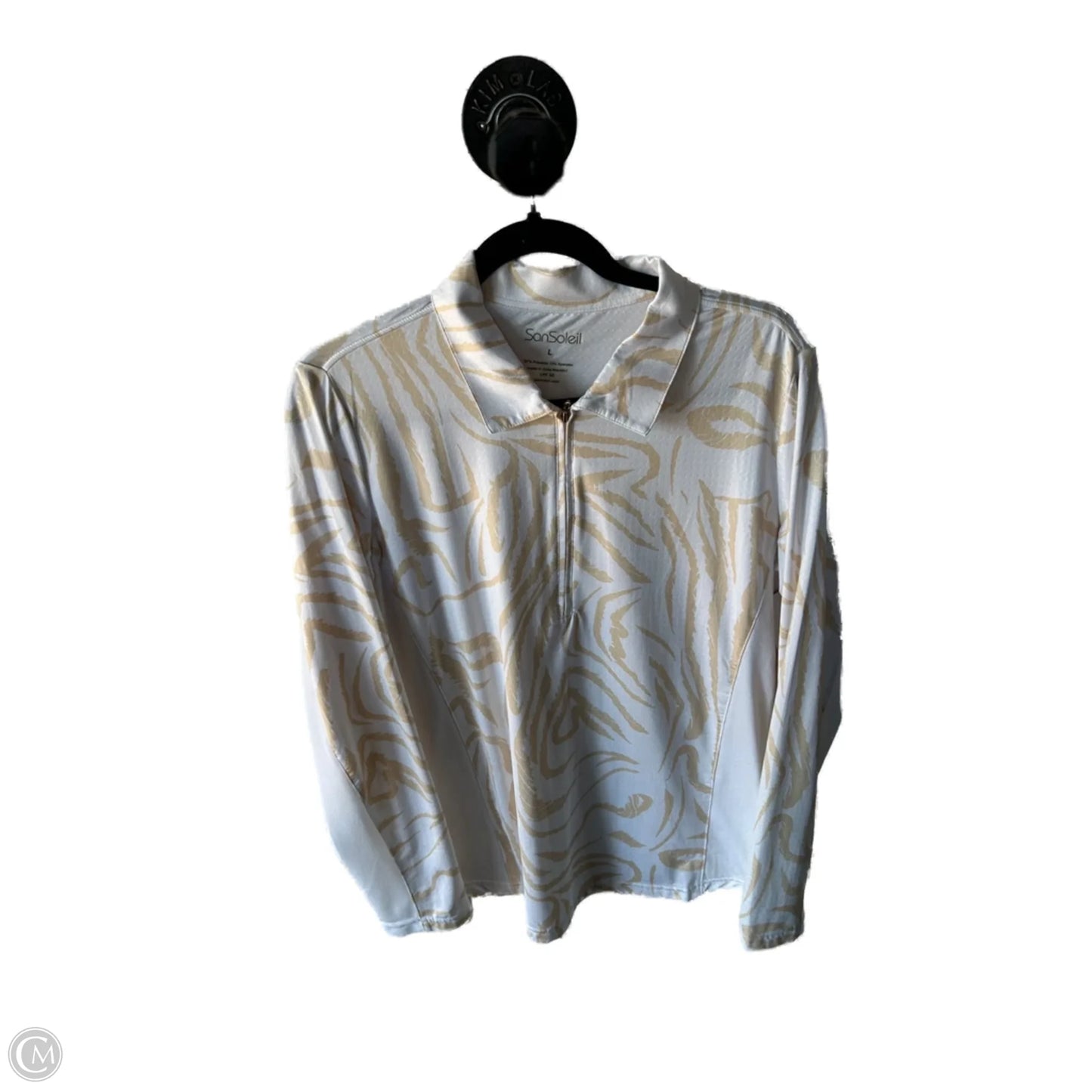 Top Long Sleeve By Cma In Tan & White, Size: L