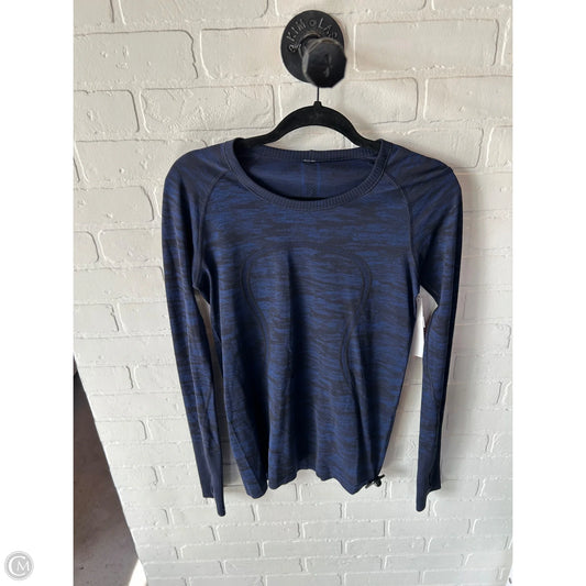 Athletic Top Long Sleeve Crewneck By Lululemon In Black & Blue, Size: M