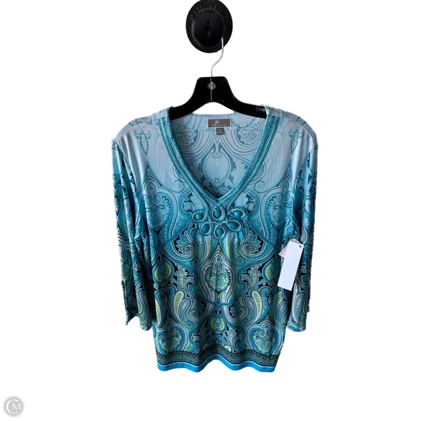 Top 3/4 Sleeve By Jm Collections In Blue, Size: M