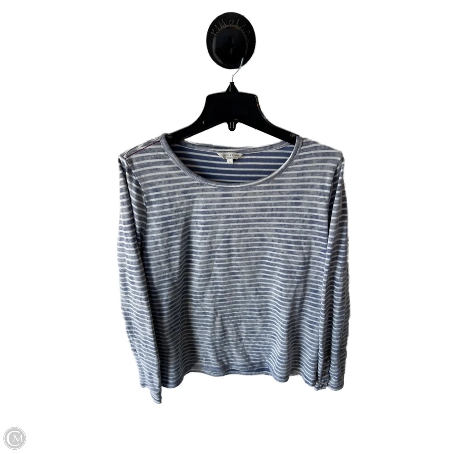 Top Long Sleeve By Lucky Brand In Blue & White, Size: L
