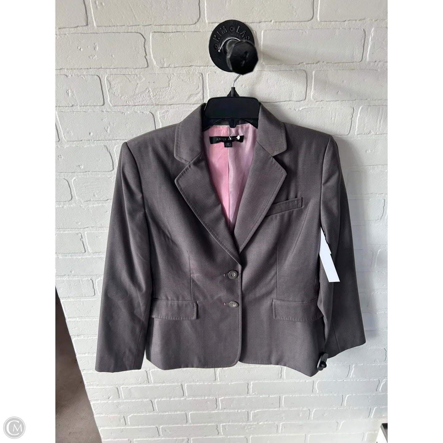 Blazer By Anne Klein In Grey, Size: Mp