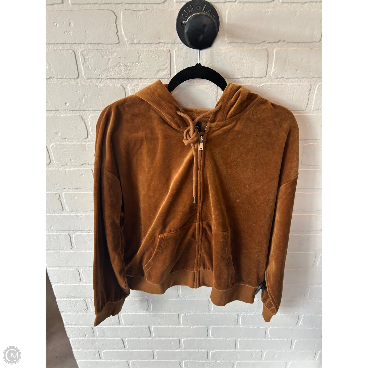 Sweatshirt Hoodie By Gap In Gold, Size: M