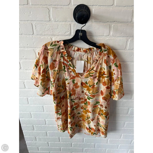 Top Short Sleeve By Les Amis In Brown & Green, Size: M