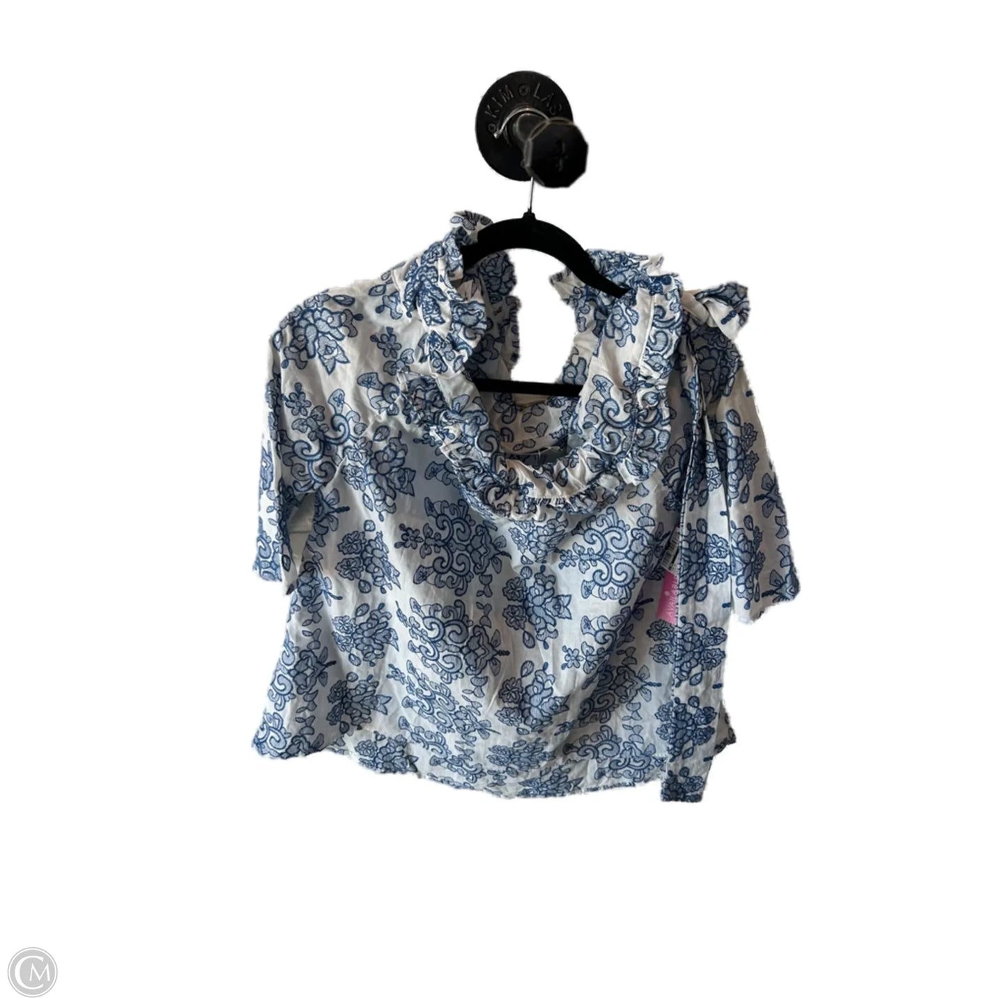 Top Short Sleeve By Cmb In Blue & White, Size: Xs