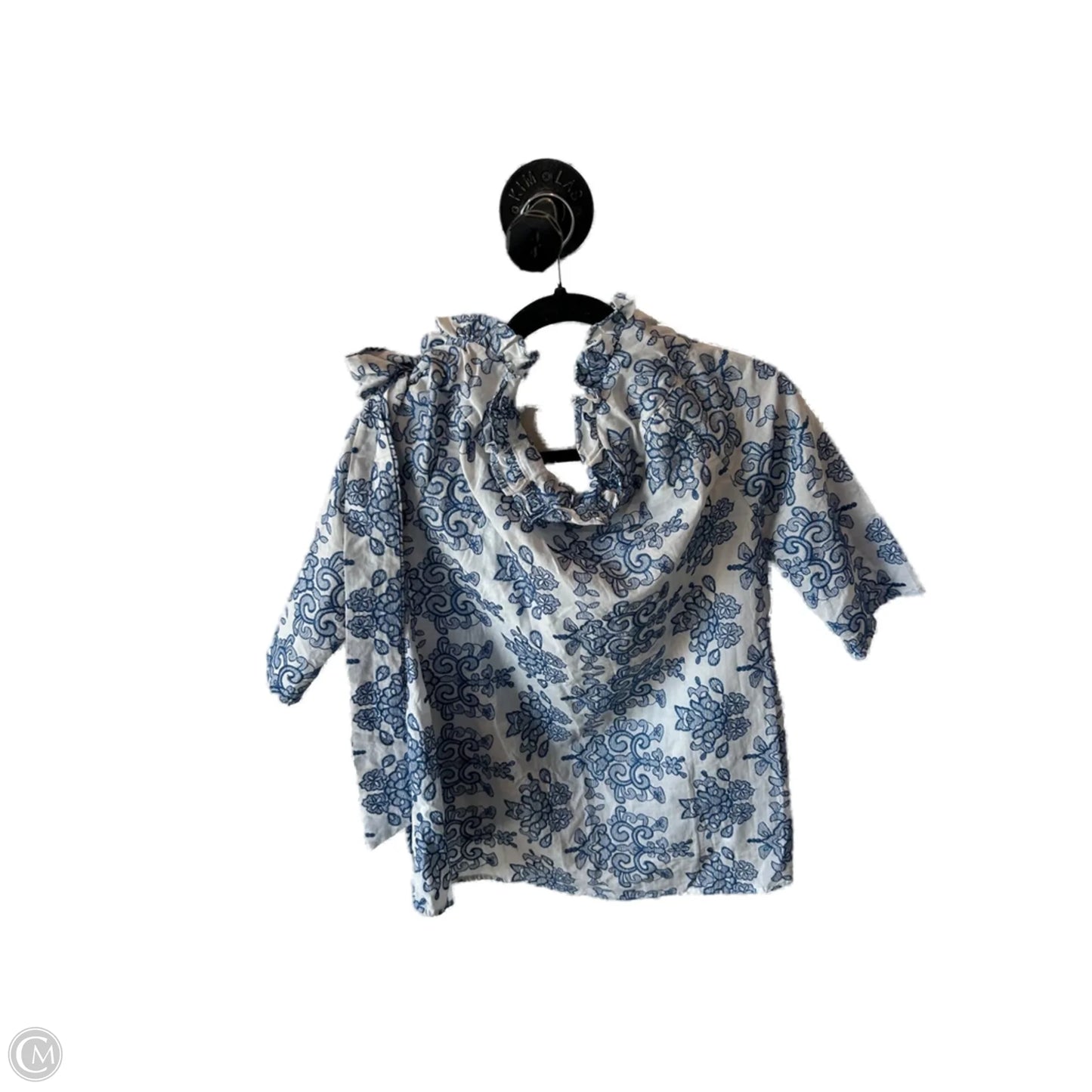 Top Short Sleeve By Cmb In Blue & White, Size: Xs